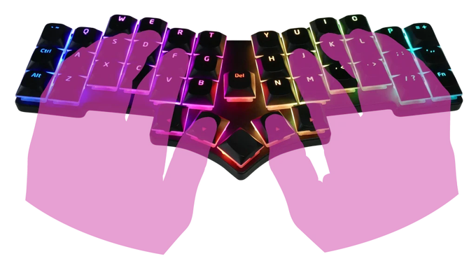 Hands position on the ADM42 keyboard