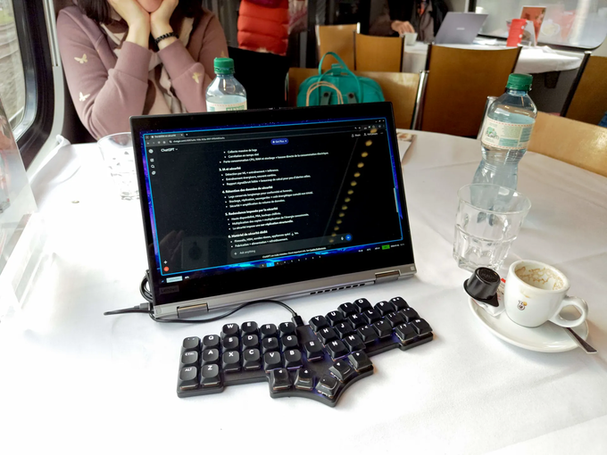 ADM42 keyboard on the train